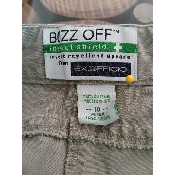 Buzz Off Insect Shield Repellent Apparel Exofficio Khaki Canvas Capri Pants 10 - Picture 5 of 13